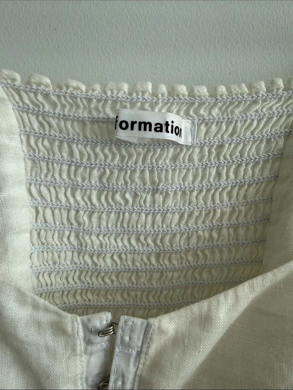 Reformation White Puff-Sleeve Linen Blouse